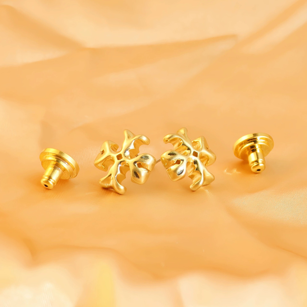 Tory Burch Classic Vintage Matte Gold Plated Brass Stud Earrings